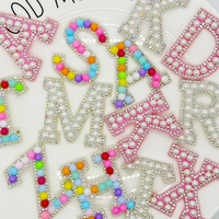 Bijoux Alphabet, artisanat DIY écologique, patchs brodés perlés, perles blanches, strass, appliques en toile thermocollantes, sequins pour chapeaux