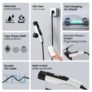 เครื่องชาร์จรถยนต์ไฟฟ้าแบบพกพา 7kw 32a Type 2 สำหรับรถยนต์ BYD MG สภาพใหม่ พร้อมคอนโทรลเลอร์ - Product Image 2