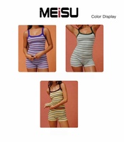 Ensemble Athleisure Marque Blanche : Débardeur et Short Rayés pour Femme, Tenue de Sport Séchage Rapide pour Course, Cyclisme et Entraînement – Fournisseur