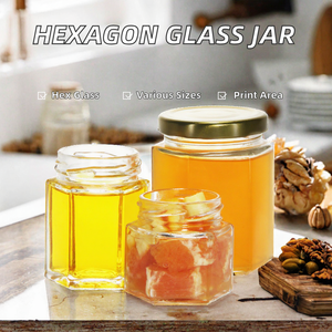 Frascos de Vidrio Transparente con Forma Hexagonal IDEA con Tapa Metálica para Nueces y Semillas, 50ml, 70ml, 100ml, 300ml, 750ml, Almacenamiento de Cocina - Product Image 2