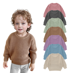 Áo len dệt kim bán buôn cho bé sơ sinh, trẻ mới biết đi, trẻ em, mùa đông, áo len trơn cho bé trai bé gái - Product Image 1