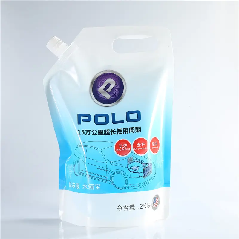 Logo printing 2kg plastic spout pouch antifreezing solution packaging bag with spout
