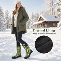 Bottes de pluie durables pour femmes en caoutchouc naturel, motif marguerite, imperméables, pour le jardinage, la chasse, le travail dans la boue et les tâches extérieures
