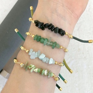 Handmade 18K Gold Plated Heart Shape Natural Stone Beaded Adjustable Rope <b>Bracelet</b> Gift <b>for</b> Mom and <b>Sister</b> - Product Image 3