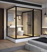 Unit Kamar Mandi Luar Ruangan Prefabrikasi dengan Kabin Shower dan Kaca untuk Toilet Desain Kamar Mandi Luar Ruangan Modern