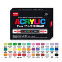 Ensemble de marqueurs acryliques liquides à double pointe Guangna 8102, 36 couleurs, pointe souple, stylo à dessin, cadeau de Noël, étudiants, art