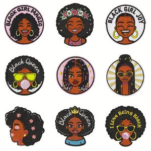 Patchs thermocollants brodés sur machine à broder, motifs de dessins animés, anime, Black Girl Magic, pour la décoration de vêtements - Product Image 1