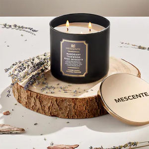 Mescente toptan 410g doğal koku yağı büyük soya balmumu uzun yanma süresi 3 fitil kokulu mum hediye kutusu ile - Product Image 3