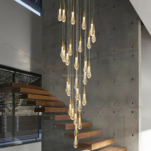 Lustre élégant en cristal en forme de goutte de pluie à suspendre verticalement <span class=keywords><strong>pour</strong></span> escalier, atrium, vestibule - Product Image 2