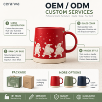 Mug en grès illustré Père Noël personnalisé en gros OEM ODM – Mug à café mat moucheté pour les fêtes