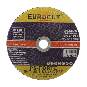 EUROCUT-muelas de corte T41 para amoladora angular, muela de corte de disco, EN 7 pulgadas, 180x1,6x22,2mm