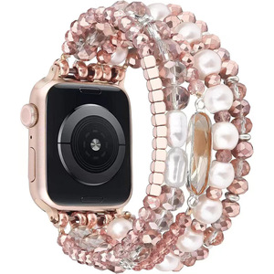 <span class=keywords><strong>Bracelet</strong></span> de montre en résine AXY avec perles de charme en cristal et adaptateur en acier inoxydable pour montres 38/40/41/42/44/45/46/49mm - Product Image 1