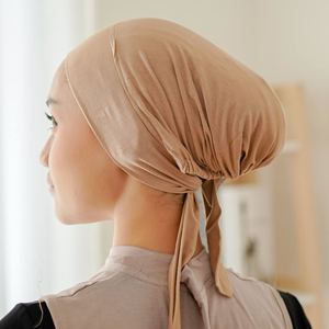 Prêt à expédier, foulard <span class=keywords><strong>sous</strong></span>-capuchon à <span class=keywords><strong>nouer</strong></span>, <span class=keywords><strong>hijab</strong></span> musulman, couleur unie, jersey de coton 160g, <span class=keywords><strong>sous</strong></span>-capuchon musulman pour femmes - Product Image 1