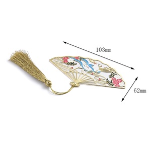 Fashion Fan Shape Deer Pattern Hollow Gold Metal <b>Bookmark</b> with Tassel - Product Image 4