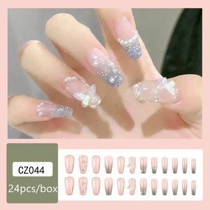 24 faux ongles argentés scintillants à presser, couvrance totale, pour pose DIY - Product Image 2