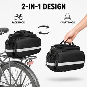 Sacoche de vélo multifonctionnelle imperméable grande capacité extensible avec housse de pluie et bandes réfléchissantes pour VTT - Product Image 4