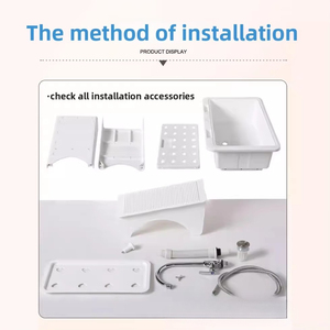<span class=keywords><strong>Bac</strong></span> de lavage robuste en plastique PP avec planche à laver intégrée, évier utilitaire sur pied et étagère de rangement pour salle de bain, balcon, garage, buanderie - Product Image 6