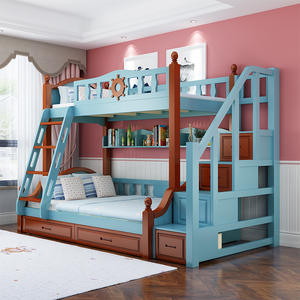 Juego de muebles de dormitorio infantil de madera maciza con litera para uso escolar y doméstico - Product Image 4