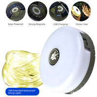 Guirlande lumineuse LED de camping 4-en-1 portable, 8 modes d'éclairage, chargement USB, rangement rapide, étanche IP44, blanc chaud, pour tente/randonnée/jardin