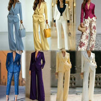 Ensemble professionnel 2 pièces pour femme, coupe ajustée, pantalon crayon croisé, tenue de travail décontractée, vente en gros