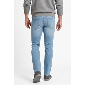 Jeans de Mezclilla Azul Claro para Hombre, Corte Slim Fit, Pierna Recta, Cintura Media, Lavado Regular, Algodón, Estilo Casual y Formal para Otoño - Product Image 4