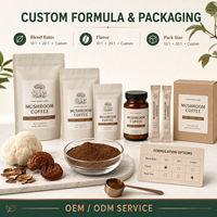 Mélange de poudre d'extraits de plantes 10 en 1 aux champignons, Crinière de lion, Reishi, Chaga, Cordyceps, Café instantané aux champignons, Marque privée, OEM, Personnalisé