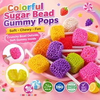 Wholesale Custom Bulk Mini Pearl Sugar Gummies Lollipop Colorful Fruit Flavored Sweet Cluster Soft Gummy Candy