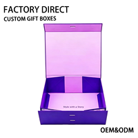 Boîte cadeau biodégradable imperméable magnétique violette avec logo personnalisé, emballage rigide pliable, boîte en carton de luxe pliable