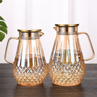 Jarra de Agua Decorativa de Vidrio Grueso Soplado a Mano, Estética y Única, Juego de Jarra de Agua de Vidrio de Lujo para Mostrador, Jarra y 6 Vasos