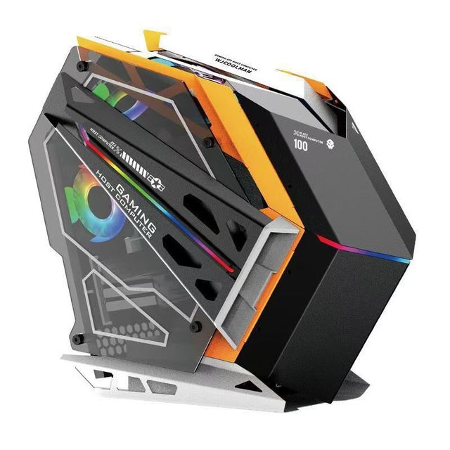 New PlayJia Soul Warship Desktop Computer Case Tempered Glass Water Cooled Esports Game Alien Internet Cafe Box