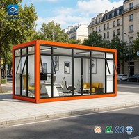 Bâtiment de bureau modulaire préfabriqué de 20 pieds avec mur-rideau en verre, maison conteneur à faible coût en kit pour atelier ou bureau