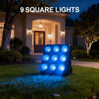 Projecteur carré 36W RGBW à 9 LED pour effets de scène avec télécommande pour DJ, spectacles, concerts, soirées et KTV