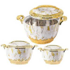 Juego <span class=keywords><strong>de</strong></span> 3 Recipientes para Calentar Comida con Diseño <span class=keywords><strong>de</strong></span> Mármol, 3L, 5L <span class=keywords><strong>y</strong></span> 7L, Olla Aislada, Servidor <span class=keywords><strong>de</strong></span> Buffet <span class=keywords><strong>de</strong></span> Acero Inoxidable, Oferta para el Mercado Canadiense - Product Image 2
