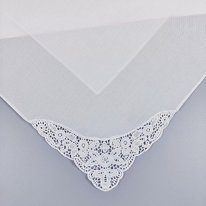 Pañuelo de algodón blanco con borde de encaje para boda y Navidad, de algodón peinado - Product Image 5