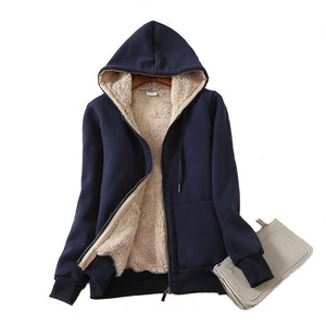 Wholesale Custom <strong>Womens</strong> Hooded Jacket Coat Casual Zip up Thick <strong>Sherpa</strong> <strong>Lined</strong> Fleece Winter Warm <strong>Hoodie</strong> - Product Image 4