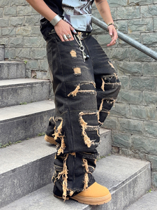 Nouveau style – <span class=keywords><strong>Jean</strong></span> large en denim pour <span class=keywords><strong>homme</strong></span> – Tendance explosive – <span class=keywords><strong>Jean</strong></span> extensible avec patchs pour <span class=keywords><strong>homme</strong></span> - Product Image 3