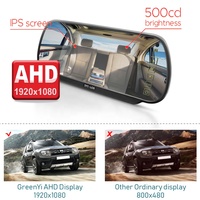 Monitor de Espejo Retrovisor para Automóvil GreenYi de 7 Pulgadas AHD 170 °   Cámara de Visión Trasera 1080P de Alta Definición con Pantalla IPS para Vehículos, 12V-30V