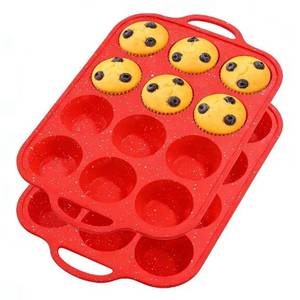 MUYULINS factory 12-cup pan, metal reinforced frame, regular size, with handle, non-stick <b>silicone</b> cake mold - Product Image 1
