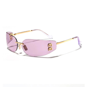 Occhiali da Sole Y2K Ins Fashion MM per Donne, Senza Montatura, UV400, Montatura in Metallo, Logo Mi, Marca di Lusso, Occhiali da Sole per Ragazze - Product Image 5