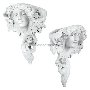Magnifique jardinière murale en résine en forme de visage de femme, art en résine Art Nouveau, ornement mural suspendu, jardinière en résine, tête de déesse en résine - Product Image 4