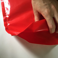 Recycler oem logo imprimé extérieur blanc intérieur rouge carré bas côté gousset boucle poignée en plastique boutique shopping poly-sac