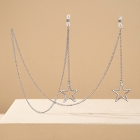 Chaîne en acier inoxydable argenté avec pendentif étoile, support de lunettes, boucle en silicone, bijoux pour femmes, vente en gros, personnalisation OEM
