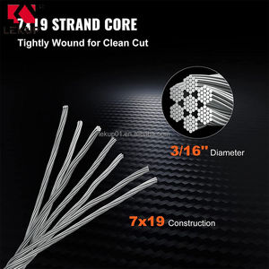 <span class=keywords><strong>Cable</strong></span> <span class=keywords><strong>de</strong></span> <span class=keywords><strong>Acero</strong></span> Inoxidable T304 <span class=keywords><strong>de</strong></span> Grado Marino para Barandilla <span class=keywords><strong>de</strong></span> Cubierta, 3/16'', Construcción <span class=keywords><strong>de</strong></span> 7x19 Hilos, <span class=keywords><strong>Cable</strong></span> <span class=keywords><strong>Trenzado</strong></span> para Aeronaves - Product Image 3