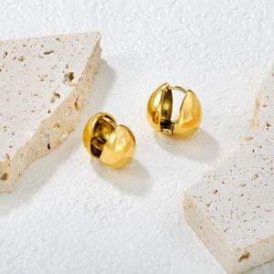 Teardrop Heart <b>Cuff</b> <b>Earrings</b> Mini Hoop Stainless Steel Women's Party Jewelry - Product Image 2