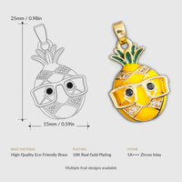 LUOYUNE Collier Pendentif Fruit en Laiton Plaqué Or 18K Émail Tropical Zircon 5A Bijoux Charme pour Cadeau Vente en Gros ODM