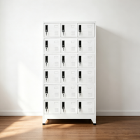 Armoire de classement autoportante en acier blanc à 18 compartiments, design moderne, réglable, avec aérations durables, pour bureau à domicile et appartement