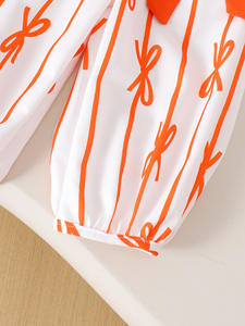 Ensemble de veste et de pantalon décontracté pour filles, orange et bleu, tissu polyester/coton, respirant, motif uni - Product Image 6