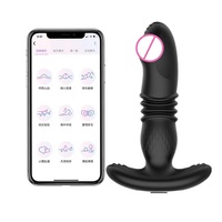 Vibrateur Plug Anal Télécommandé Sans Fil avec Fonctions de Poussée et de Vibration, Dildo 2-en-1 et Masseur de Prostate pour le Plaisir Féminin et Masculin