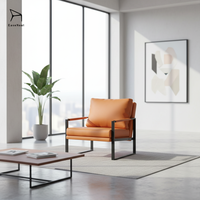 Canapé de détente en cuir confortable avec accoudoirs et dossier, stable et durable, pour salon, bureau et hall d'hôtel