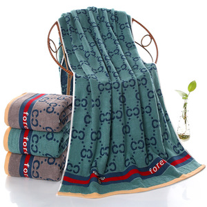 Serviette de bain en pur coton teint en fil 70x140cm, motif jacquard original, douce, absorbante et épaisse, pour la maison et les cadeaux - Product Image 1